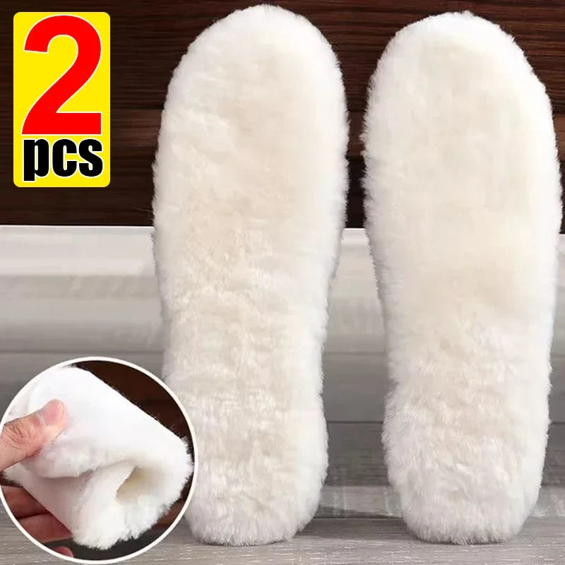 Unisex Sheepskin Wool Insoles — Natural Fur Winter Shoe Pads for Men, Women & Children