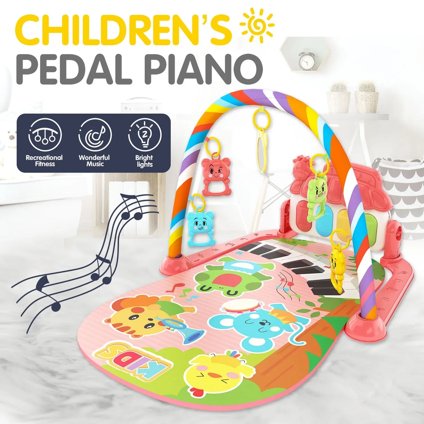 Children’s Pedal Piano — Early Education Music Toy with Light-Up Crawling Mat for Baby Music & Fitness