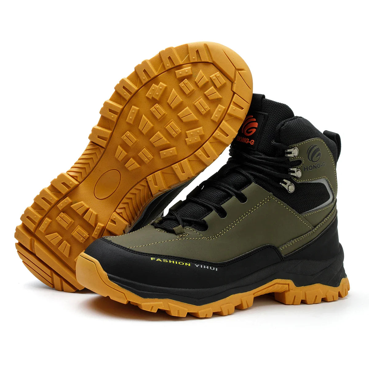 Rotary Buckle Men’s Work Boots – Steel Toe Safety Shoes, Anti-Smash & Puncture-Proof, Sizes 38-47