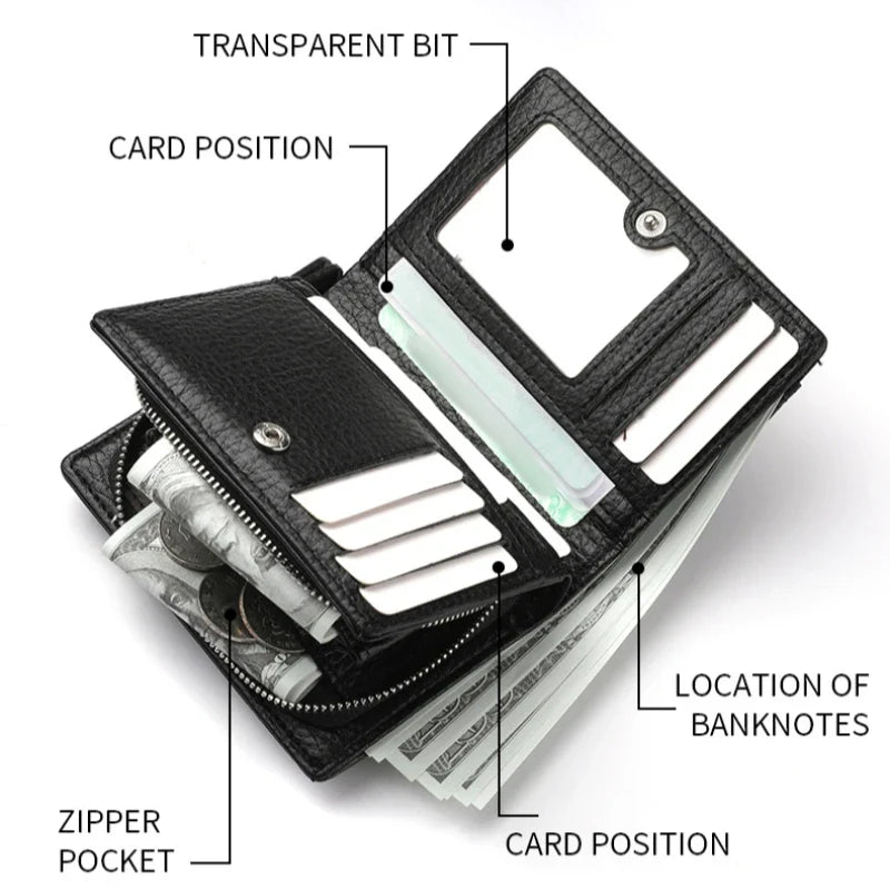 Men’s Multifunctional PU Leather Wallet – Large Capacity Credit Card Holder Purse with Chain Strap