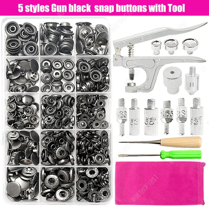 Metal Snap Fasteners Button Kit with Installation Pliers – Sewing Accessories for Jackets, Clothing & Leather Craft