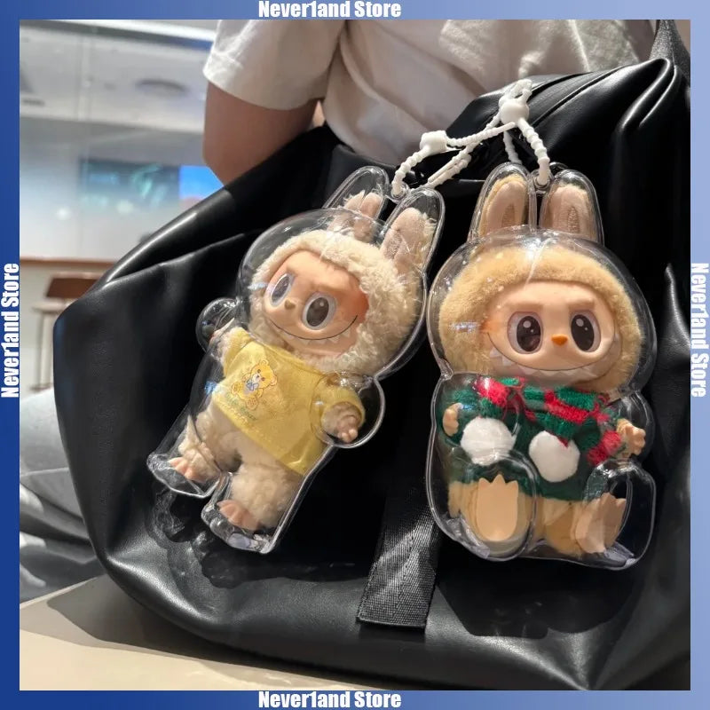 Labubu Transparent Protective Cover – Stuffed Toy Display Bag, Mini Portable Storage Box for Labubu I & II Dolls