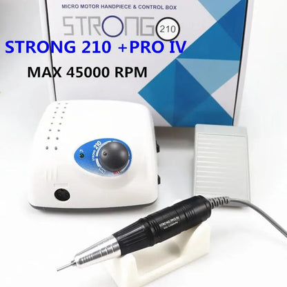 Strong 210 PRO XII Nail Drill 65W 35000RPM Electric Milling Manicure Machine with Cutters