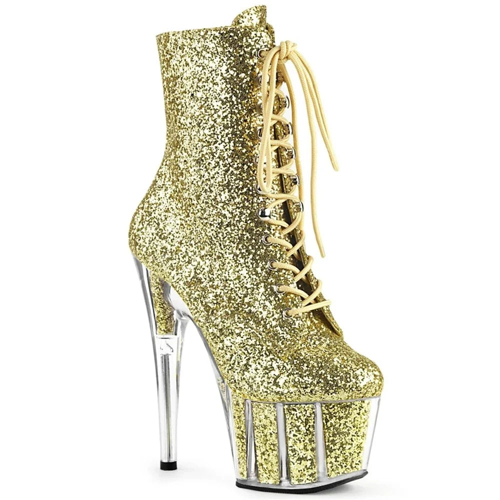 SDTRFT Women’s 17cm Platform Stiletto Ankle Boots - Thin High Heels Patent Leather Party & Wedding Shoes