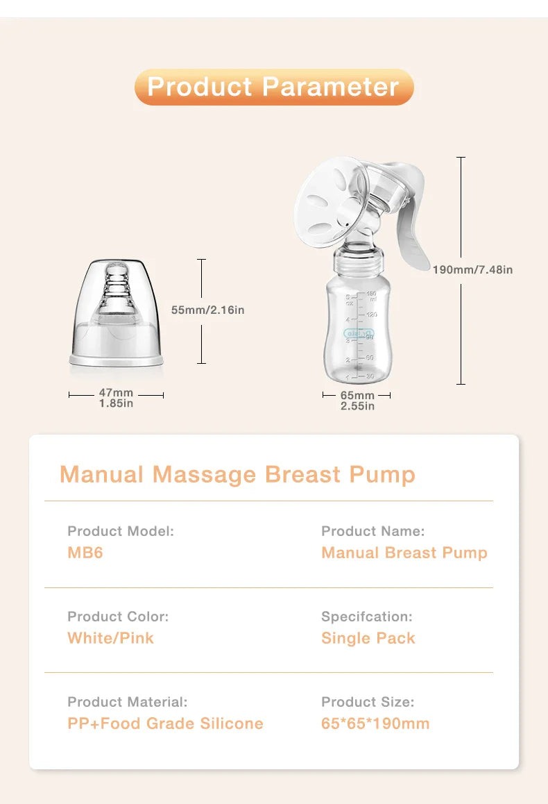 Dr.Isla Manual Breast Pump – BPA-Free Baby Nipple Suction Milk Feeding Bottle for Postpartum Care