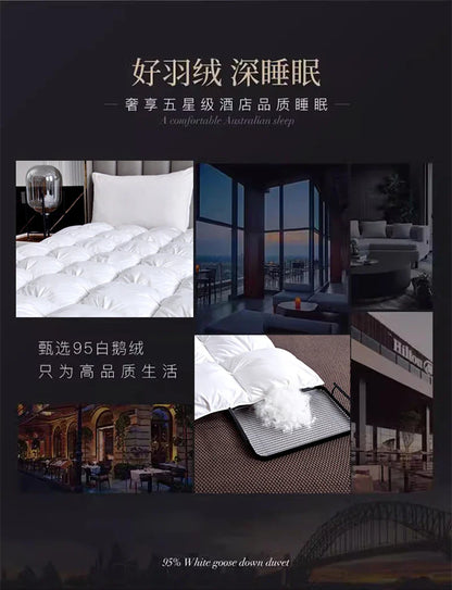 Premium White Goose Down Comforter – Winter Warm Feather Duvet, Lightweight & Cozy, Queen/King Size, Pinch Pleated 3D Design