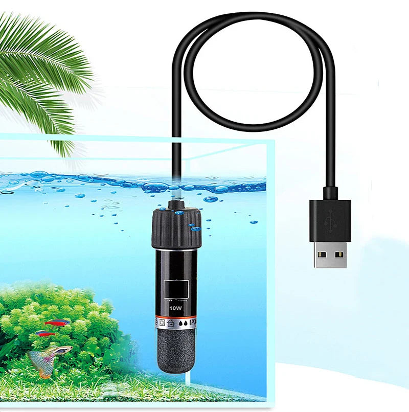 USB Mini Aquarium Heating Rod – 10W Submersible Thermostat Heater for Small Fish Tanks, 26°C Constant Temperature