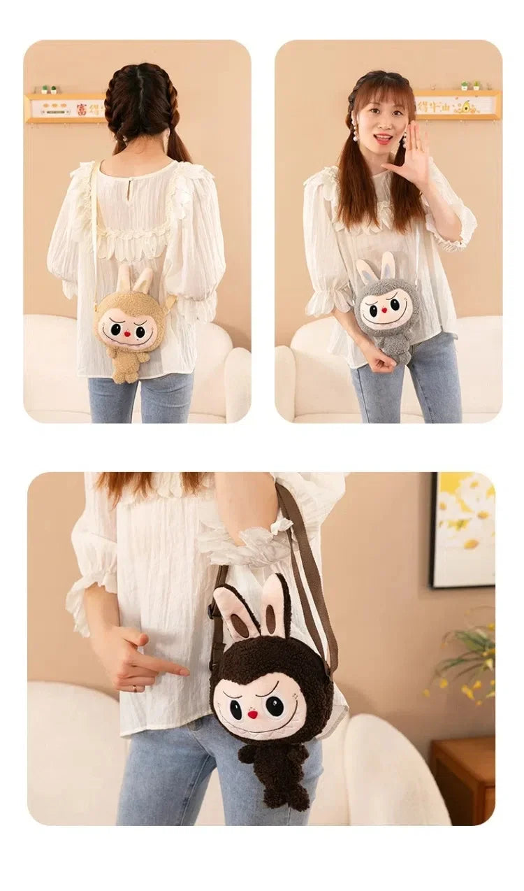 30cm Labubu Cartoon Cute Doll Backpack – Shoulder Crossbody Toy Pouch for Outdoor Travel, Christmas Gift
