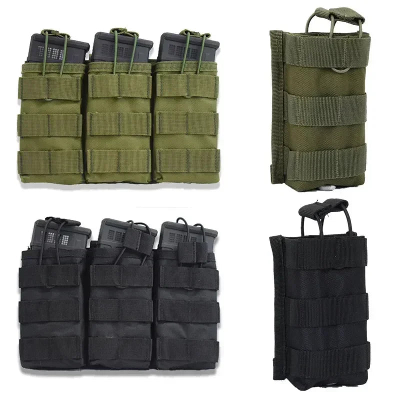 Outdoor Tactical Magazine Molle Pouches – AK, AR, M4 Dual Ammo Storage Bag, Rifle & Pistol Holster for Hunting & Airsoft