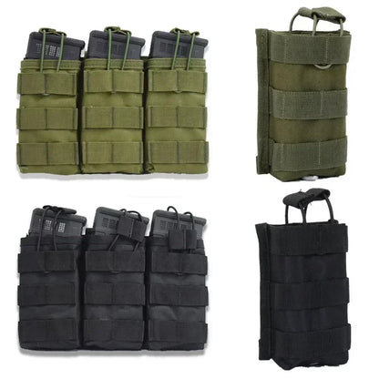 Outdoor Tactical Magazine Molle Pouches – AK, AR, M4 Dual Ammo Storage Bag, Rifle & Pistol Holster for Hunting & Airsoft
