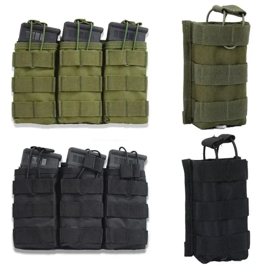 Outdoor Tactical Magazine Molle Pouches – AK, AR, M4 Dual Ammo Storage Bag, Rifle & Pistol Holster for Hunting & Airsoft