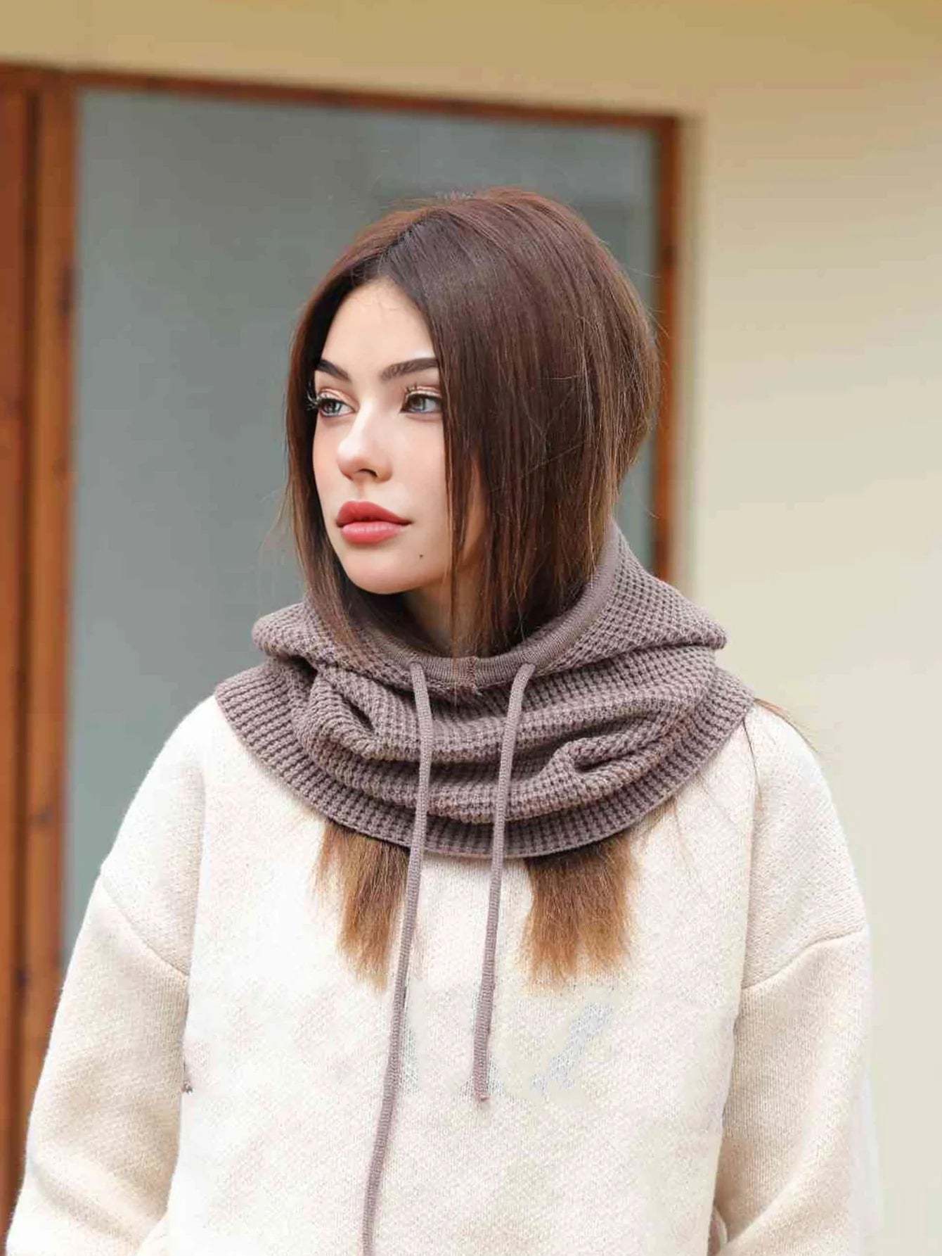 Women’s Winter Beanie Hat with Knit Balaclava – Neck Warmer & Ski Snow Scarf