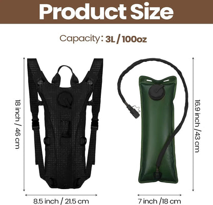 Tactical Hydration Pack Backpack: Military-Grade Waterproof Nylon Water Bag - 3L Bladder for Hiking, Cycling, Climbing