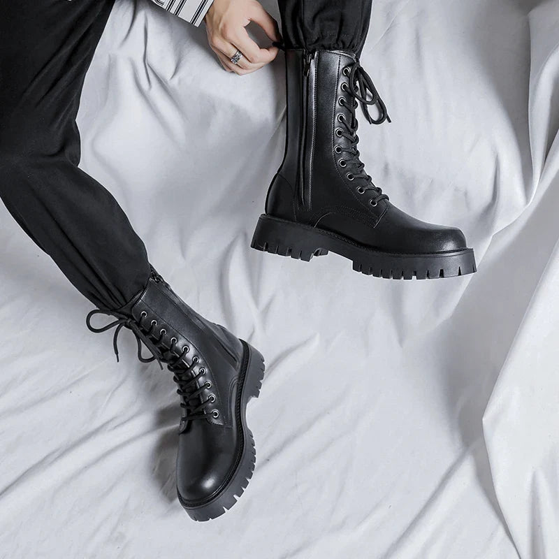 Luxury Brand Men's High Top Boots – Designer Leather Casual, Business & Outdoor Work Boots for Men