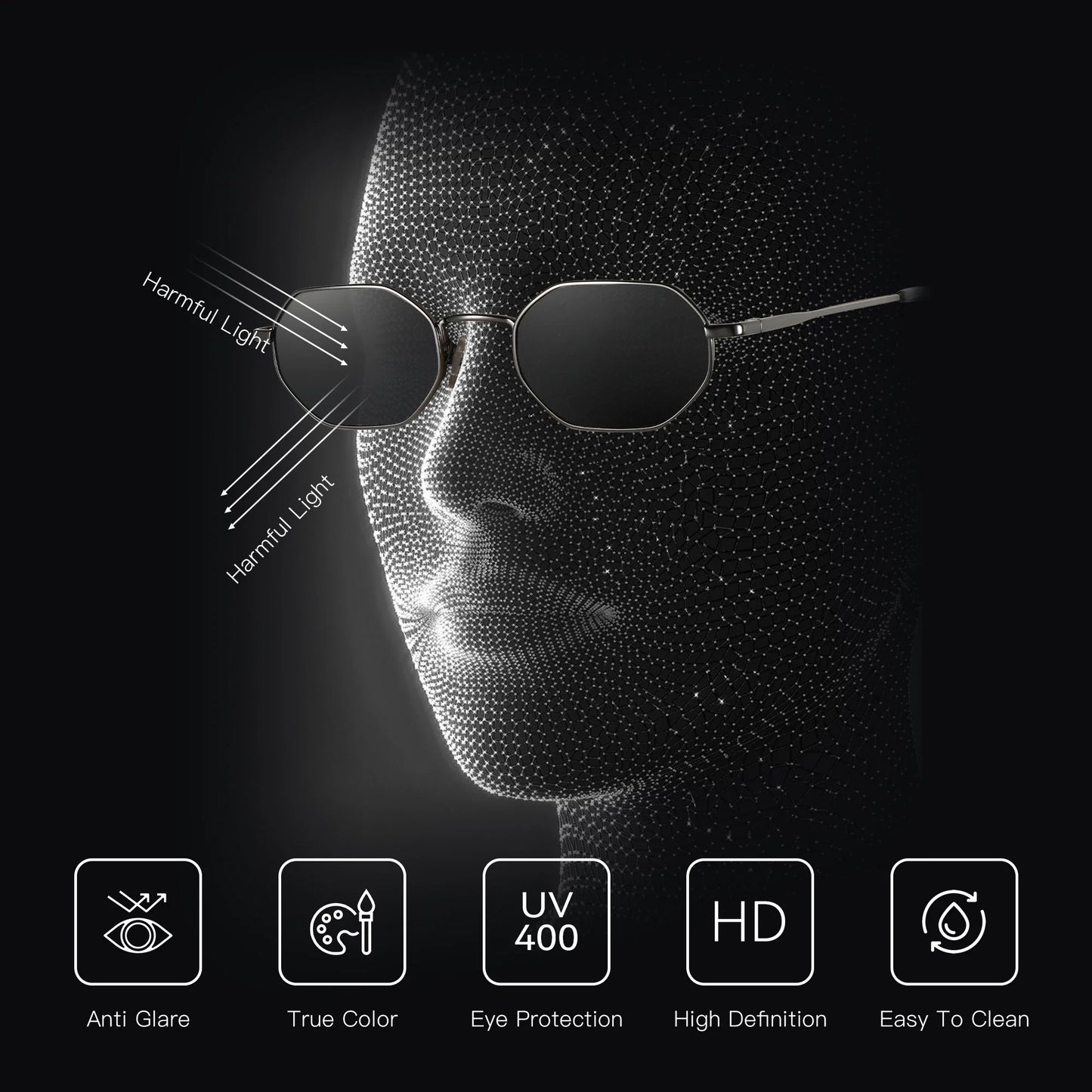 ZENOTTIC Retro Small Polygon Polarized Sunglasses — Metal UV400 Anti-Glare Shades for Men & Women, Driving & Outdoor Eyewear