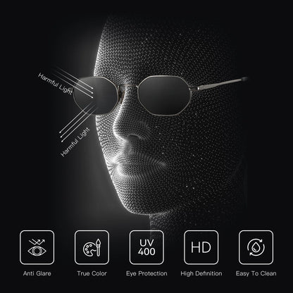 ZENOTTIC Retro Small Polygon Polarized Sunglasses — Metal UV400 Anti-Glare Shades for Men & Women, Driving & Outdoor Eyewear