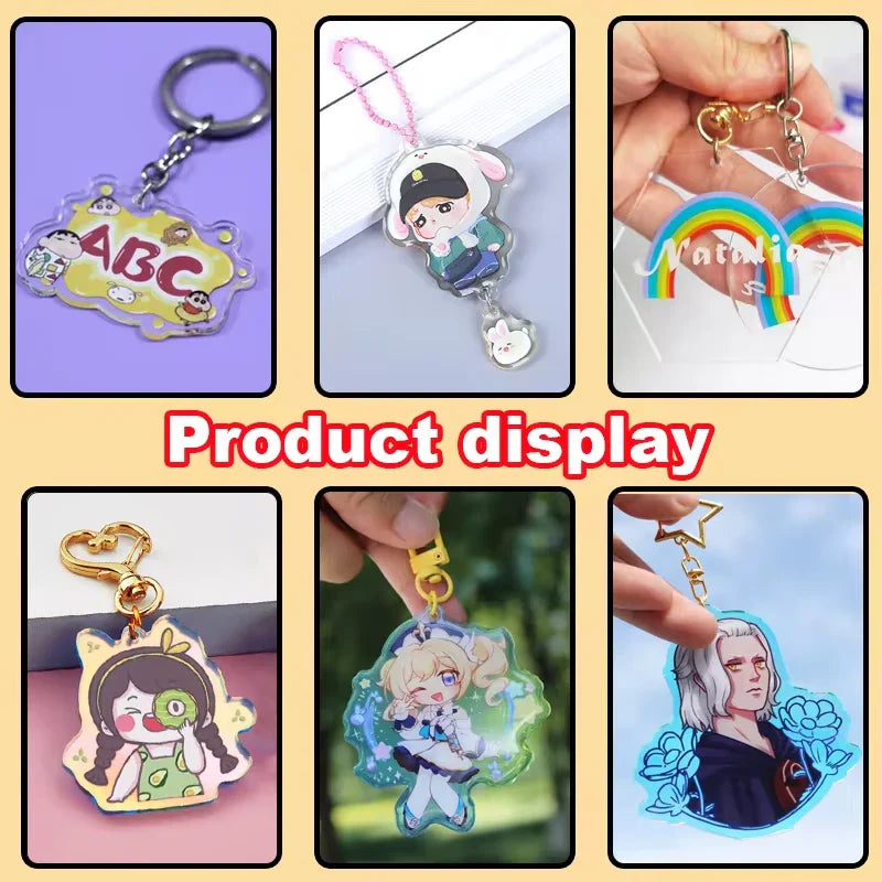 Custom Cartoon Keychains — Personalized Photo & Anime Transparent Hologram Acrylic Charm, Perfect Gift