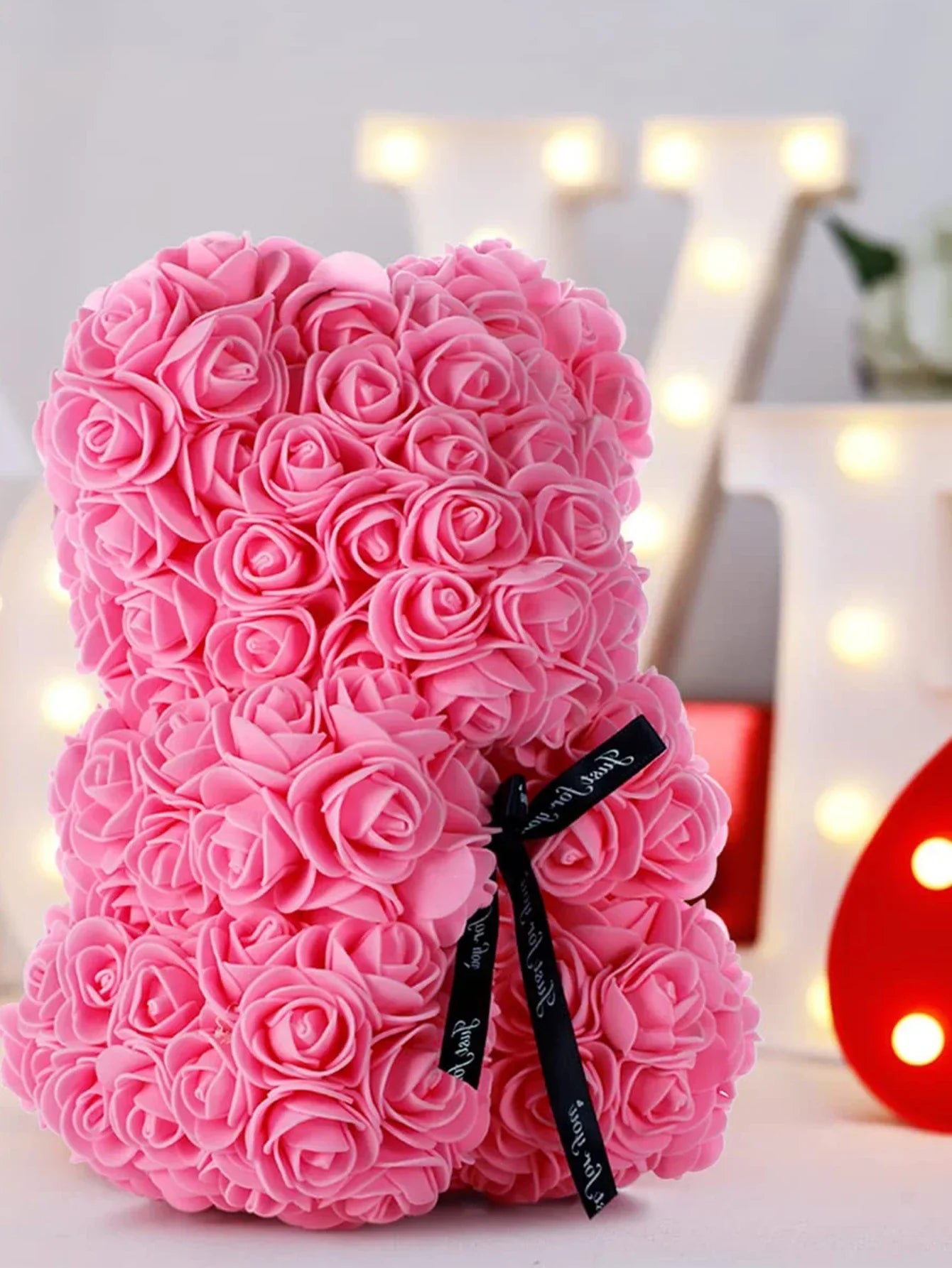 25cm Eternal Rose Teddy Bear – Artificial Flower Gift for Mom, Mother’s Day, Birthday, Valentine’s & Anniversary
