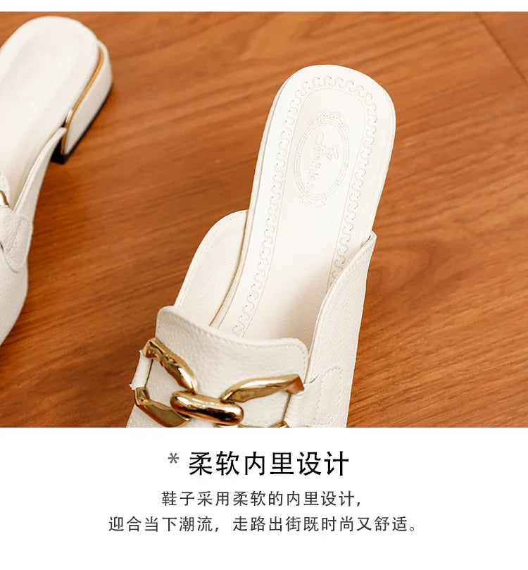 2024 Spring Summer Women’s Straw Mules – Bowknot Round Toe Fisherman Slippers