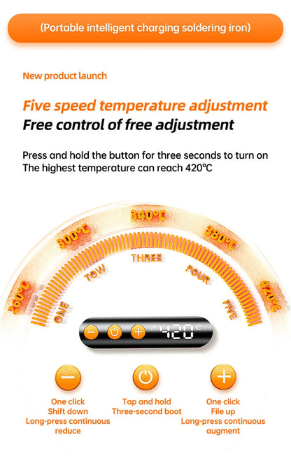 USB Wireless Digital Soldering Iron Kit – Cordless Electric Pen with Adjustable 300–450℃ Temperature