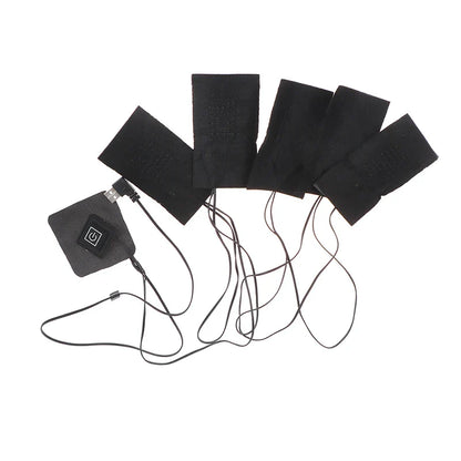 USB Electric Heated Jacket Pad Set - 5-Sheet Thermal Warm Heating Vest Pads for DIY Outdoor Winter Clothing