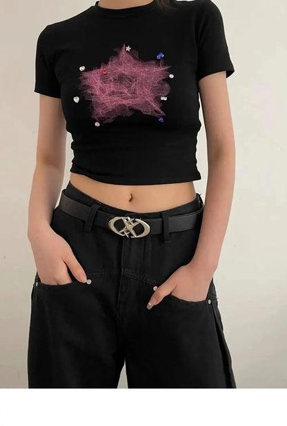 Women’s Punk Star Buckle Belt – Cross Metal Vintage Gothic Y2K PU Leather Waistband for Pants & Jeans, Unisex Fashion Belt