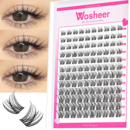 WOSHEER DIY Eyelash Cluster Kit – Faux Mink Lash Extensions with Bond, Seal & Remover for Natural Thick Individual Lashes