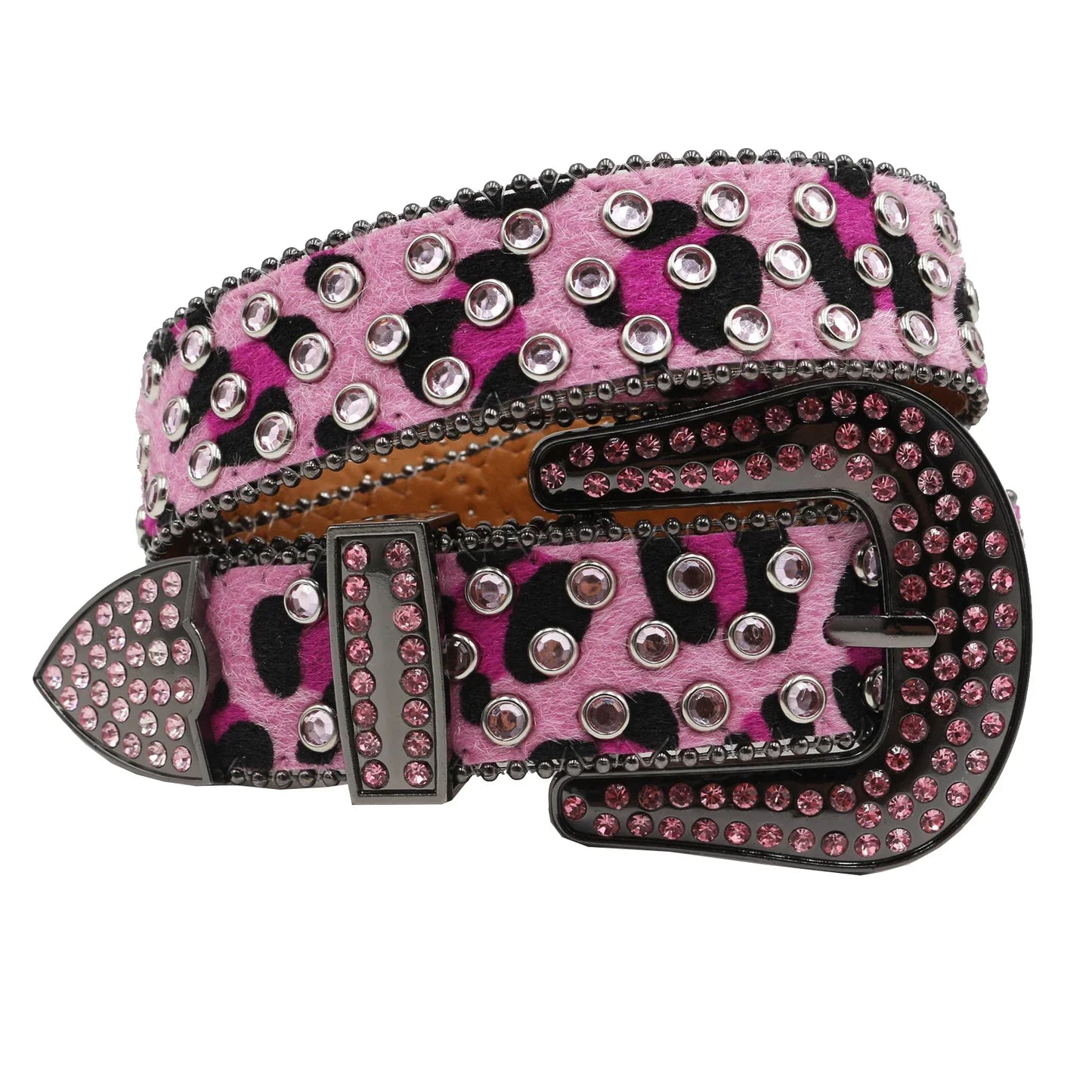 Women’s Rhinestone Skull Leather Belt – Luxury Designer Studded Strap for Jeans, White & Black