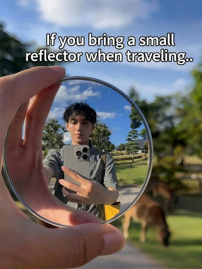Portable Mini Travel Round Mirror Wide-Angle Reflective Spherical Mirror for Photos & Selfies