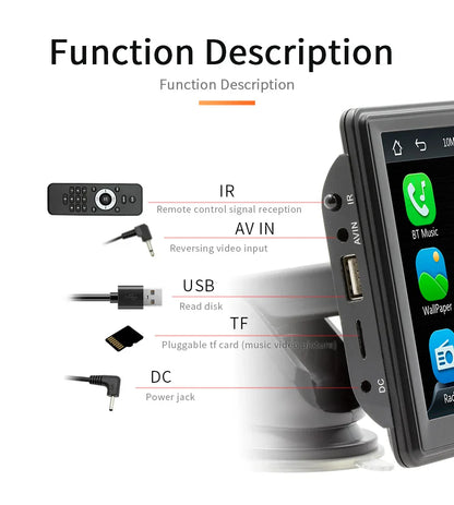 Universal 7-Inch Car Radio Multimedia Player – Wireless CarPlay & Android Auto Touchscreen with Sun Visor B500