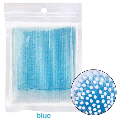 100pcs Eyelash Cleaning Brushes – Micro Cotton Swabs for Lash Extensions & Makeup Remover