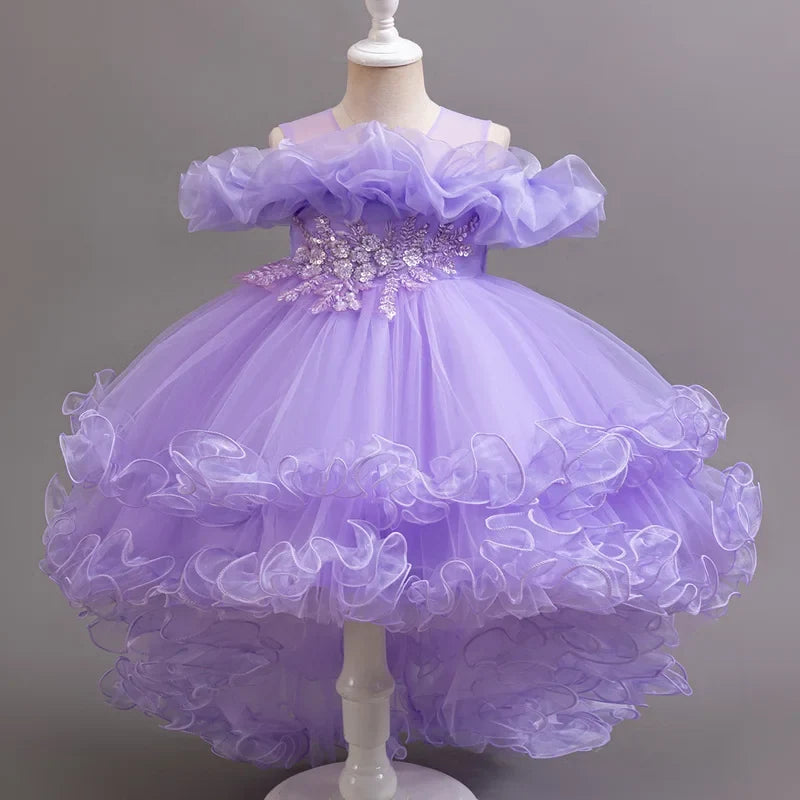 Girls Floral Sequin Princess Dress - Flower Girl Party Dress for Weddings, Birthdays & Christmas