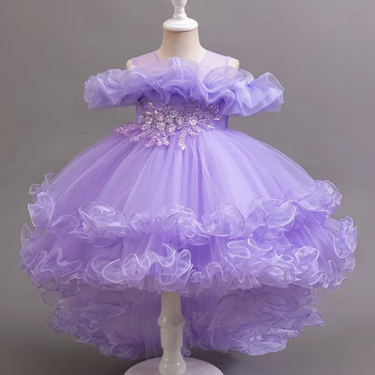Girls Floral Sequin Princess Dress - Flower Girl Party Dress for Weddings, Birthdays & Christmas