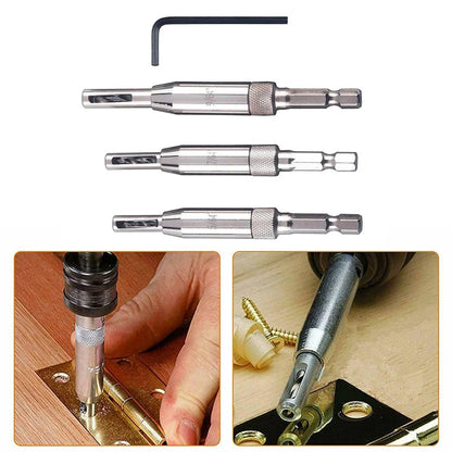 3pcs Self-Centering Hinge Drill Bits | Door, Window, Cabinet Hinge Drilling Holes Cutter | Woodworking Center Drill Bits