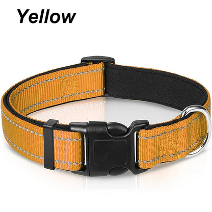 Reflective Dog Collar – Soft Neoprene Padded Nylon, Adjustable & Sturdy for Medium and Large Dogs