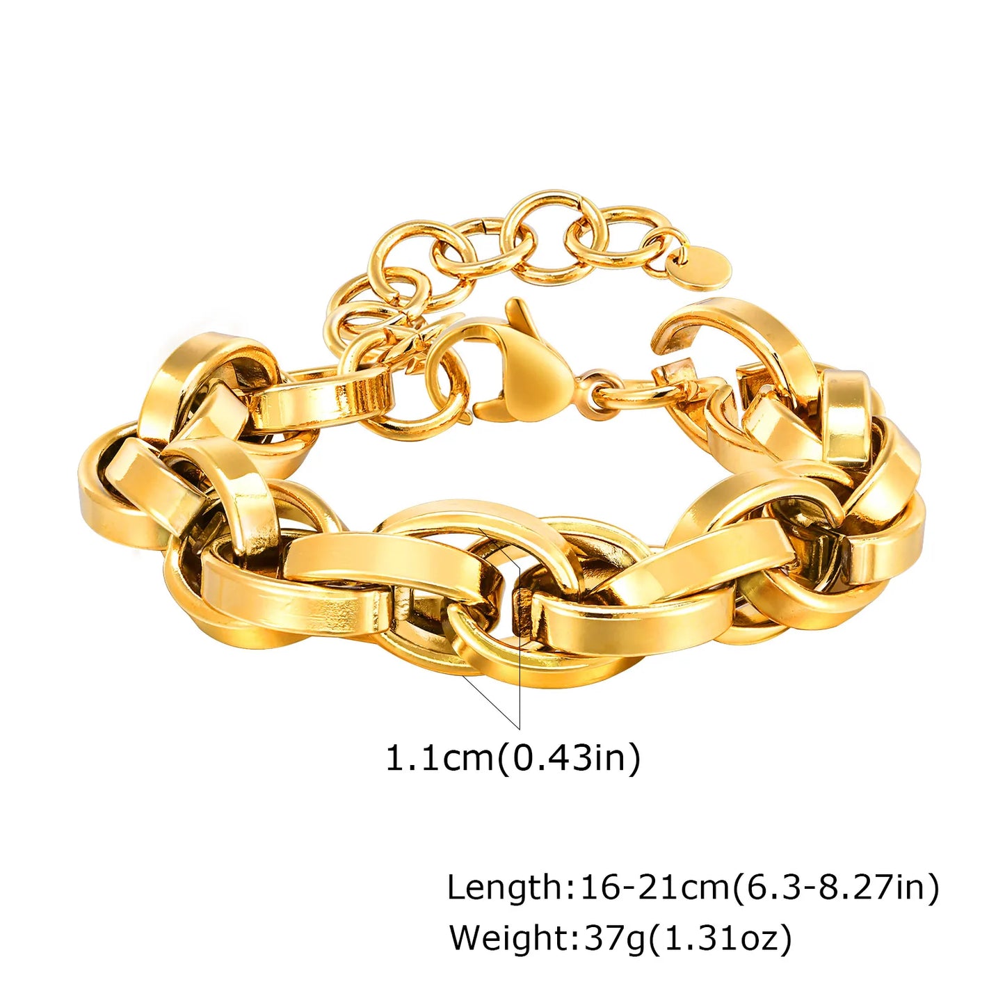 Women’s Chunky Gold Toggle Chain Bracelet – Stainless Steel OT Buckle Link Bracelet, Tarnish-Free Bold Fashion Jewelry