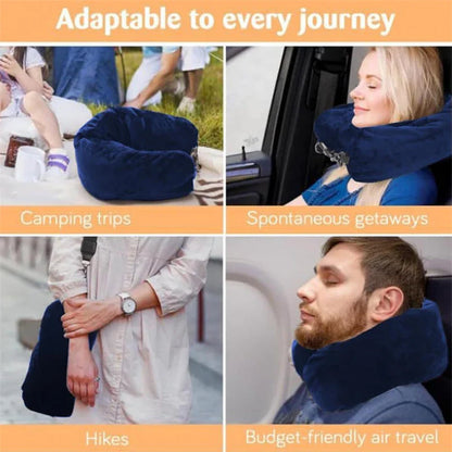Portable Fillable Neck Pillow - Adjustable Flannel Space-Saving Neck Support for Car, Train & Airplane Travel