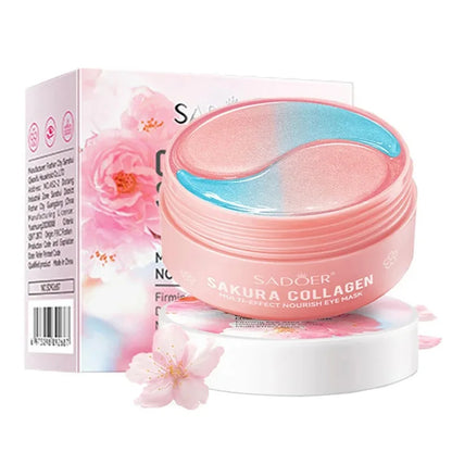 SADOER 60pcs Sakura Collagen Eye Masks — Anti-Dark Circle, Eye Bag Removal, Moisturizing & Firming Eye Patches