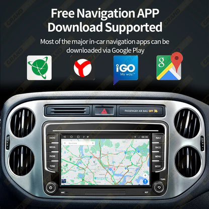 GRANDnavi Android 13 Car Radio GPS - 2Din Multimedia Player for VW, Skoda Octavia, Golf 5/6, Passat B6, Polo, Jetta