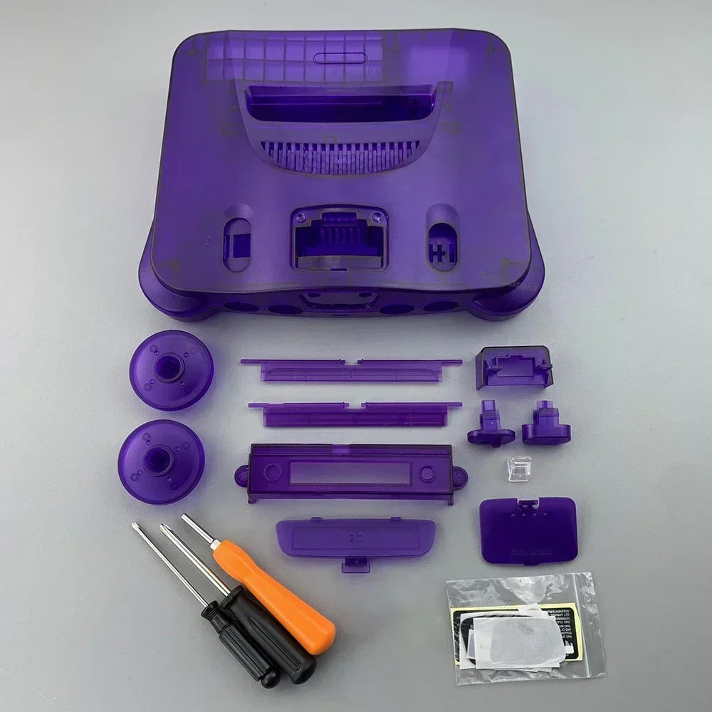 2-Pack Transparent Orange & Purple N64 Replacement Housing Shell – Translucent Case for Nintendo N64 Console