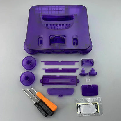 2-Pack Transparent Orange & Purple N64 Replacement Housing Shell – Translucent Case for Nintendo N64 Console
