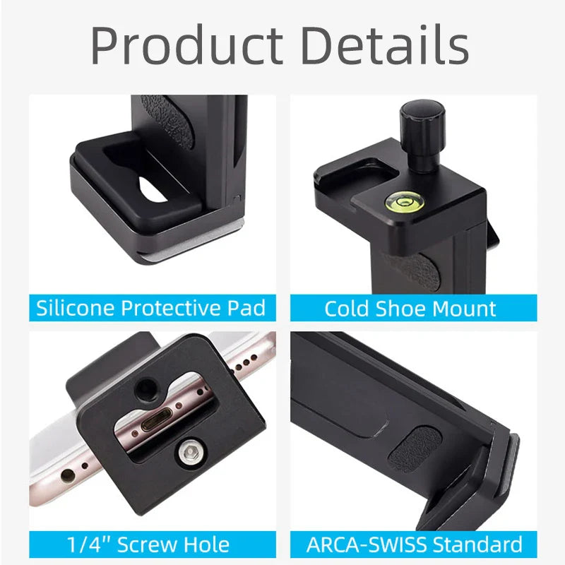 Universal Aluminum Alloy Tablet & Phone Stand – Adjustable Tripod Holder Clip for Mobile Devices