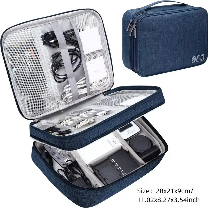 Portable Waterproof Travel Cable Organizer Bag – Digital Electronics USB Charger & Data Cord Storage
