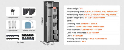 SucceBuy 3-8 Gun Safe – Digital Keypad Lock Cabinet with Removable Shelf for Rifles & Pistols