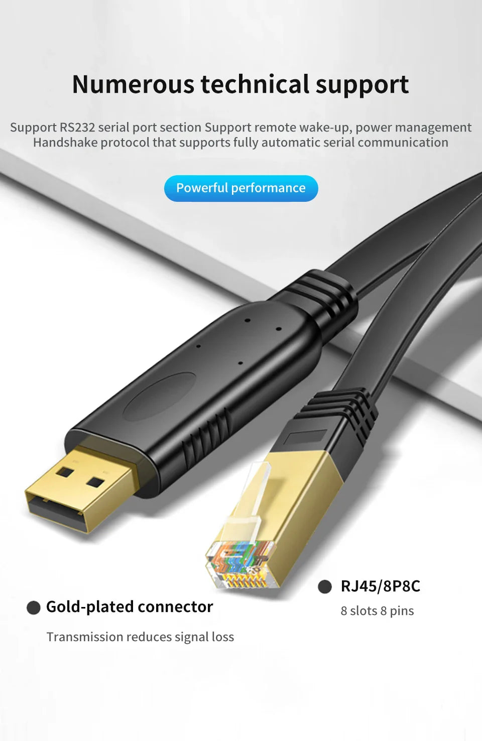 USB to RJ45 Console Cable – RS232 Serial Adapter for Laptop, Computer, Cisco Router, 1.8m & 3m Length Options   2/2