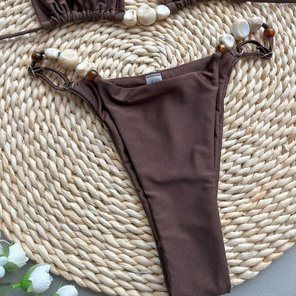 2025 Women’s Sexy Solid Color Bikini – Split Design Swimsuit