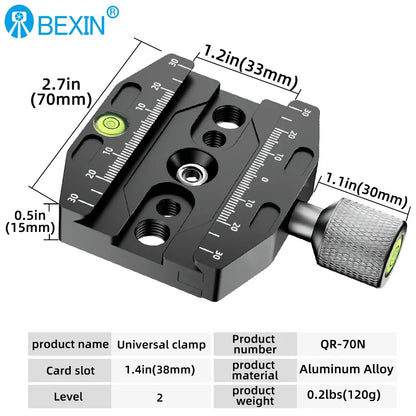 BEXIN Aluminum Arca-Swiss Quick Release Clamp – 50/70/90/110mm Tripod Ball Head Mount for Camera & Monopod Support