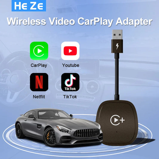 Wireless Video CarPlay Adapter - Supports Netflix, YouTube, TikTok for OEM Wireless CarPlay Vehicles