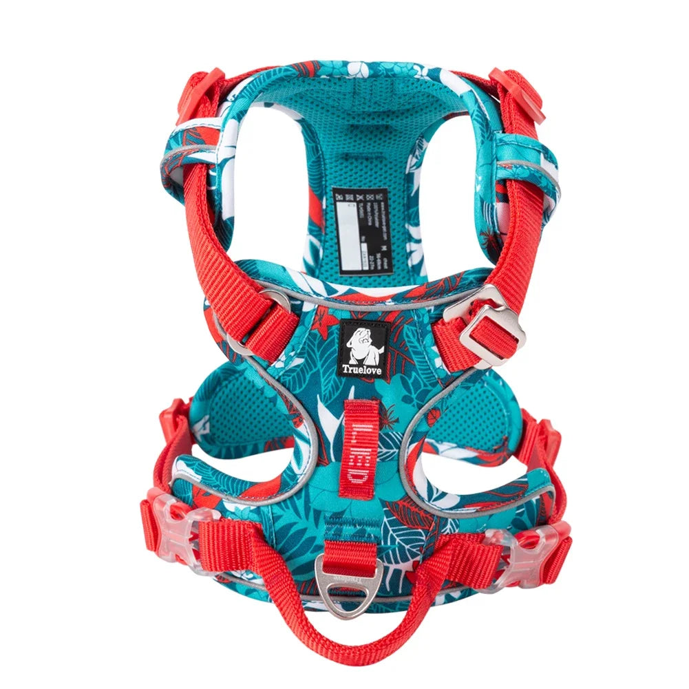 TRUE LOVE TLH5654 Reflective No-Pull Adjustable Nylon Dog Harness Step-In Comfortable Control Pet Walking Harness