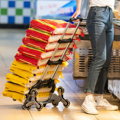 Portable Aluminum Alloy Grocery Cart | Folding Trolley for Shopping, Lightweight Step Climbing Design